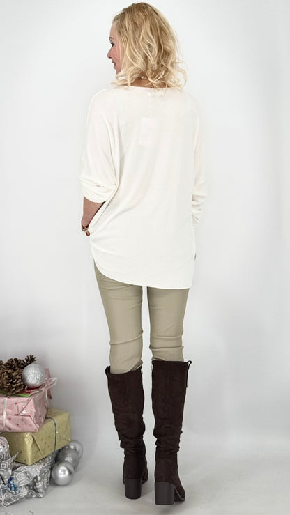 Leichter Pullover "Rock", schwarz, ecru, braun