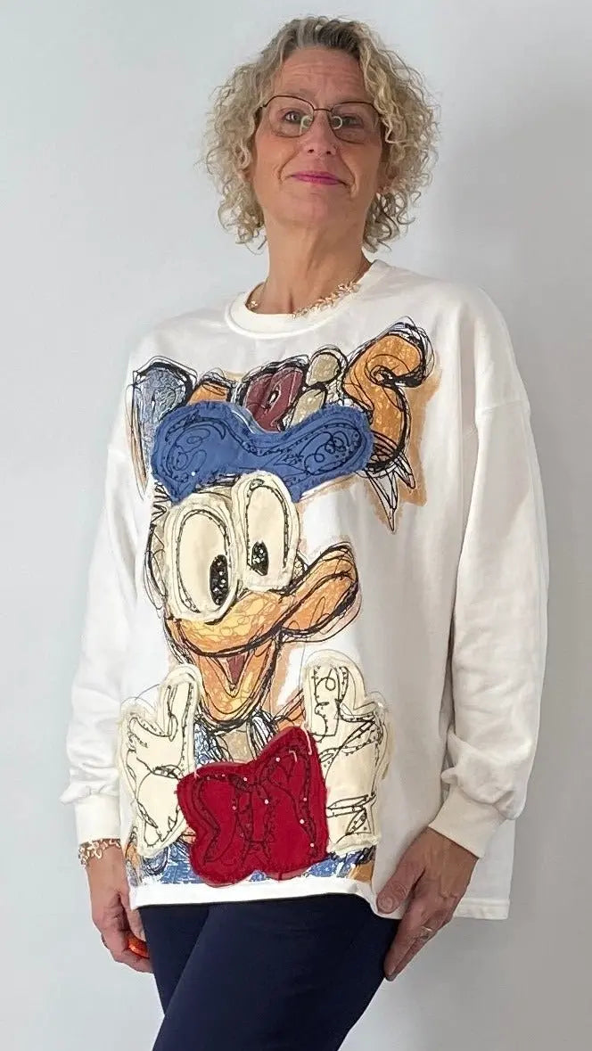 Sweatshirt "Dassy", in weiß, schwarz, pink - By Elena FashionBy Elena Fashion