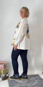 Sweatshirt "Dassy", in weiß, schwarz, pink - By Elena FashionBy Elena Fashion