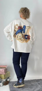 Sweatshirt "Dassy", in weiß, schwarz, pink - By Elena FashionBy Elena Fashion