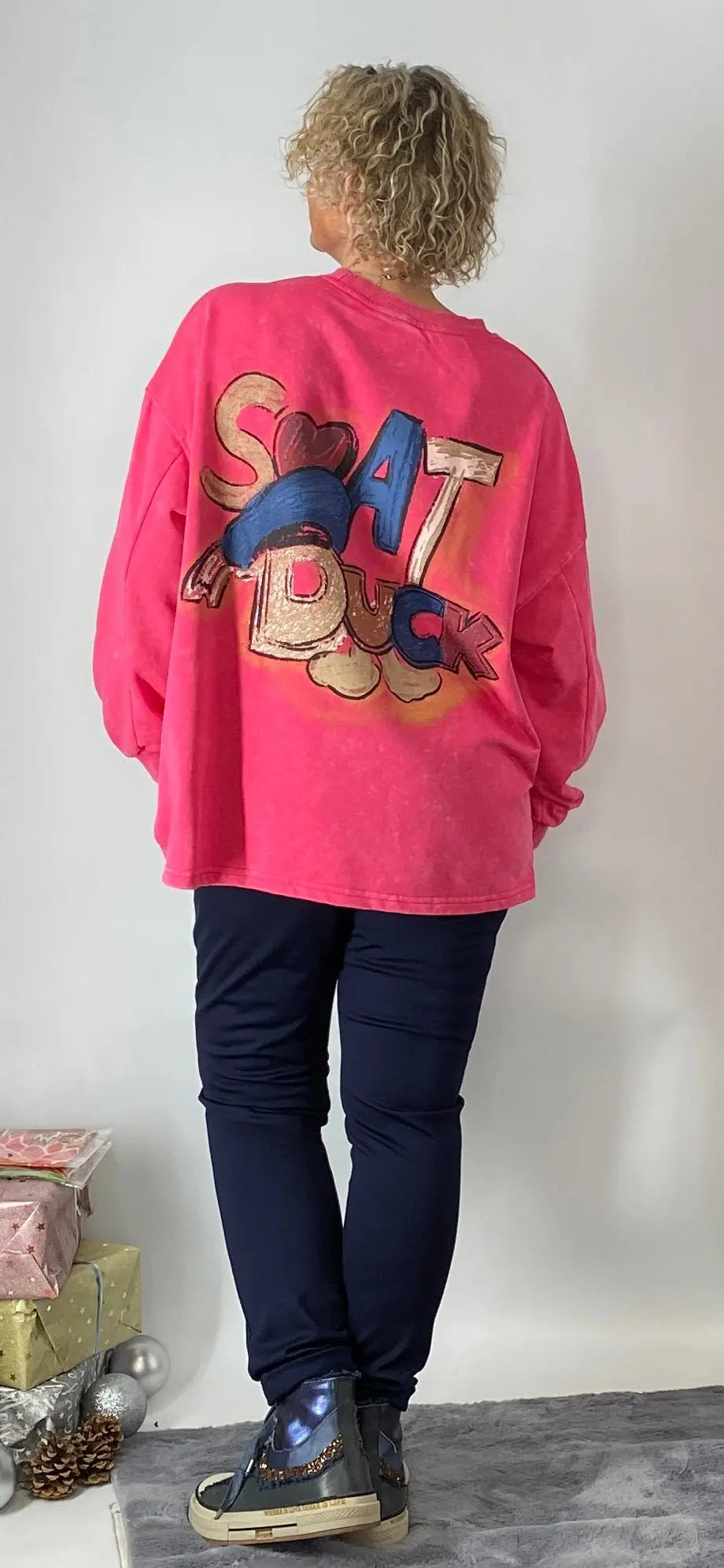 Sweatshirt "Dassy", in weiß, schwarz, pink - By Elena FashionBy Elena Fashion