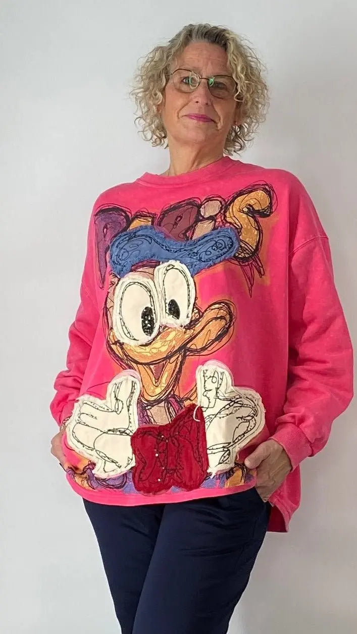 Sweatshirt "Dassy", in weiß, schwarz, pink - By Elena FashionBy Elena Fashion