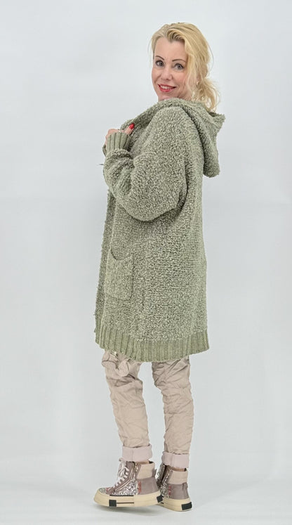 Strickjacke Bouclé grün