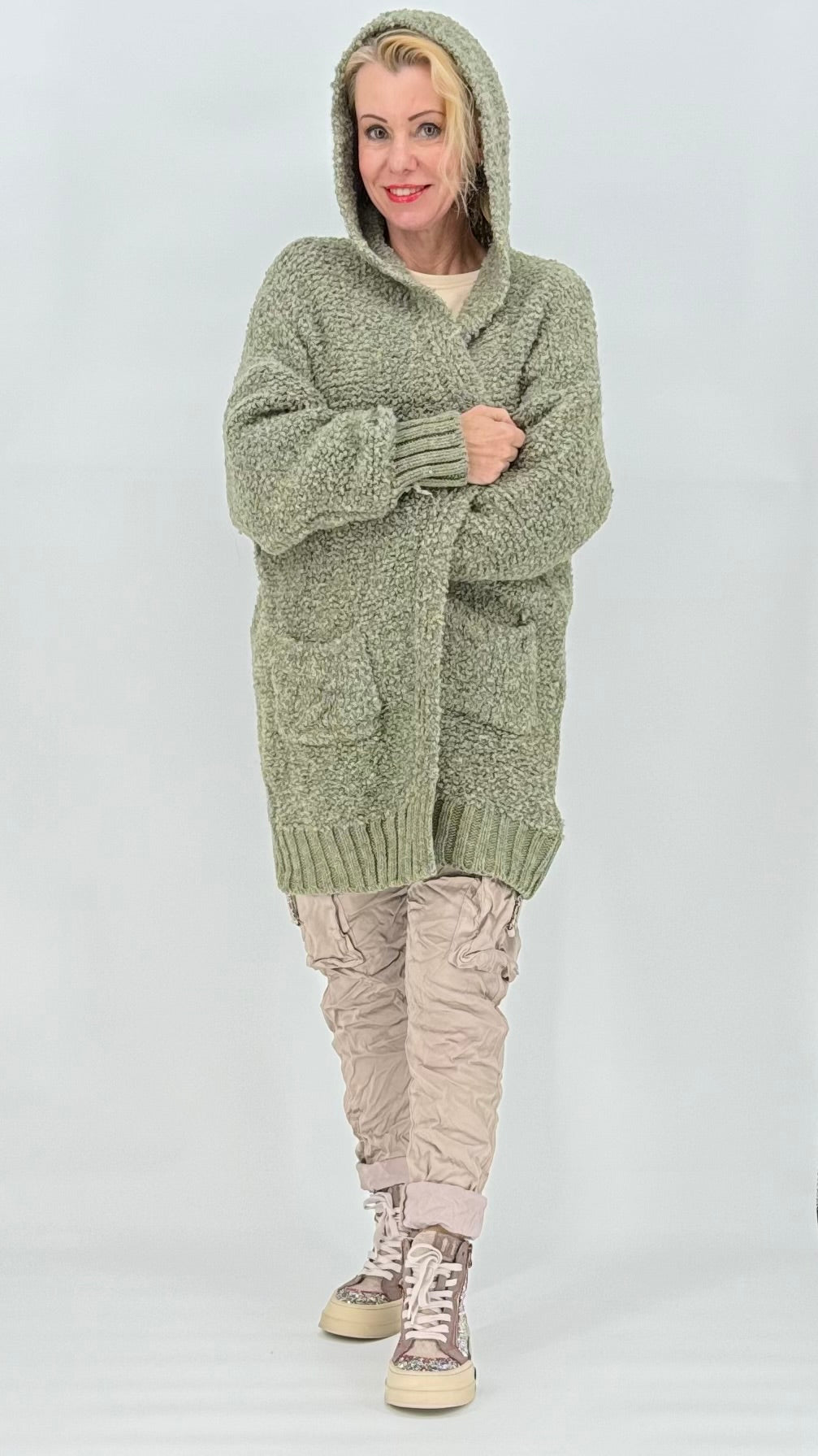 Strickjacke Bouclé grün