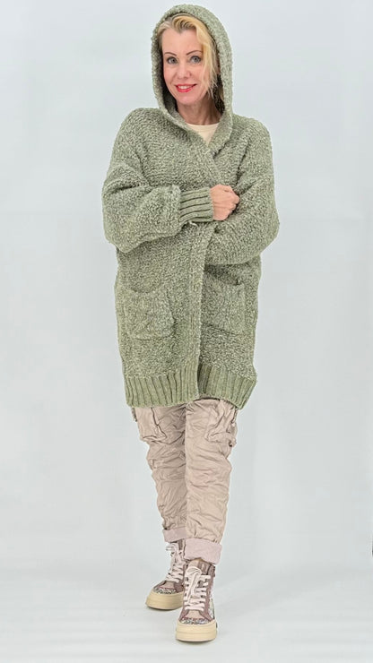 Strickjacke Bouclé grün
