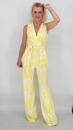 Jumpsuit, weiß/gelb
