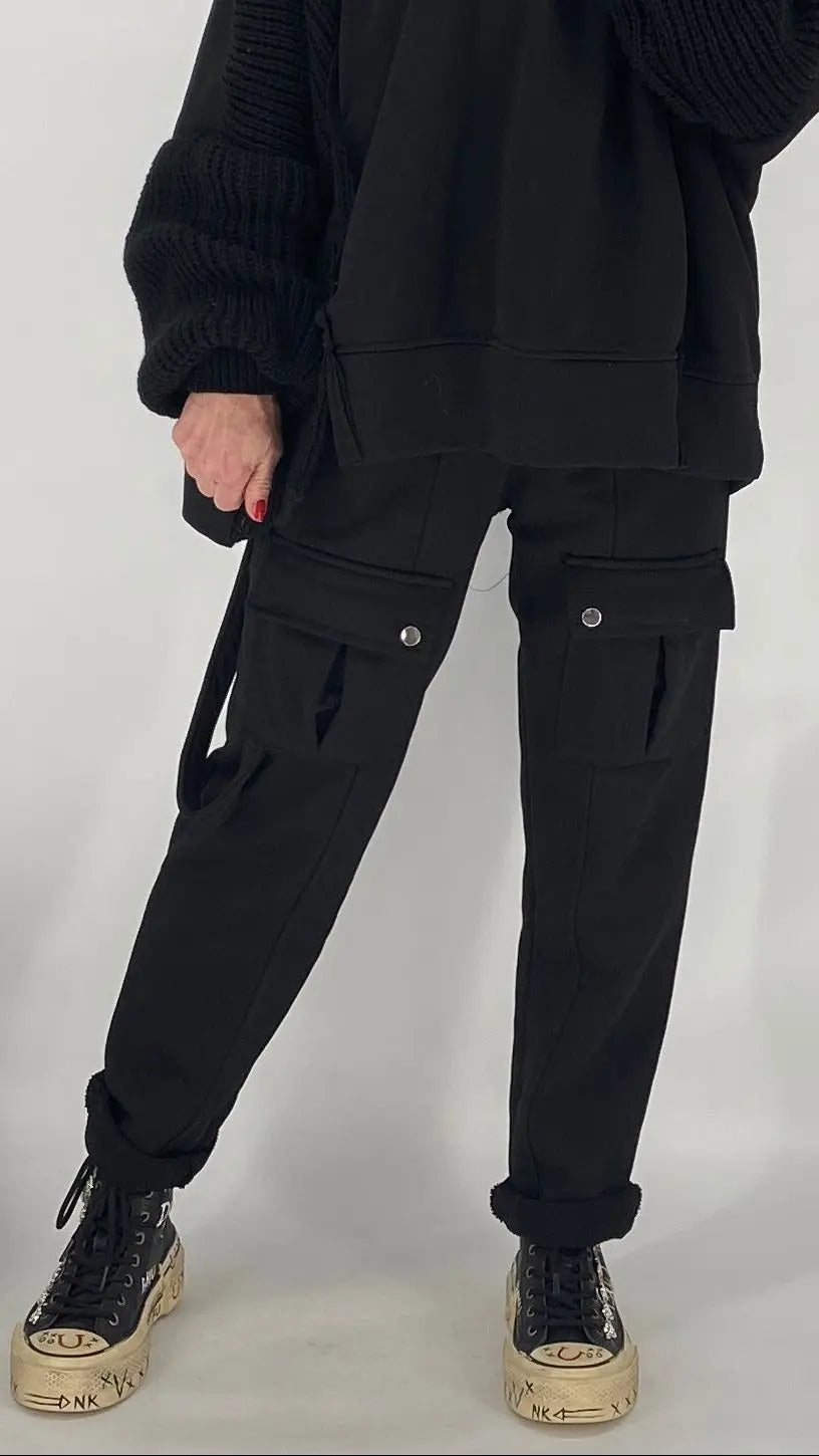 Hose, hellgrau, schwarz - By Elena FashionBy Elena Fashion