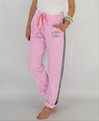 Hose mit Seitenstreifen, rosa