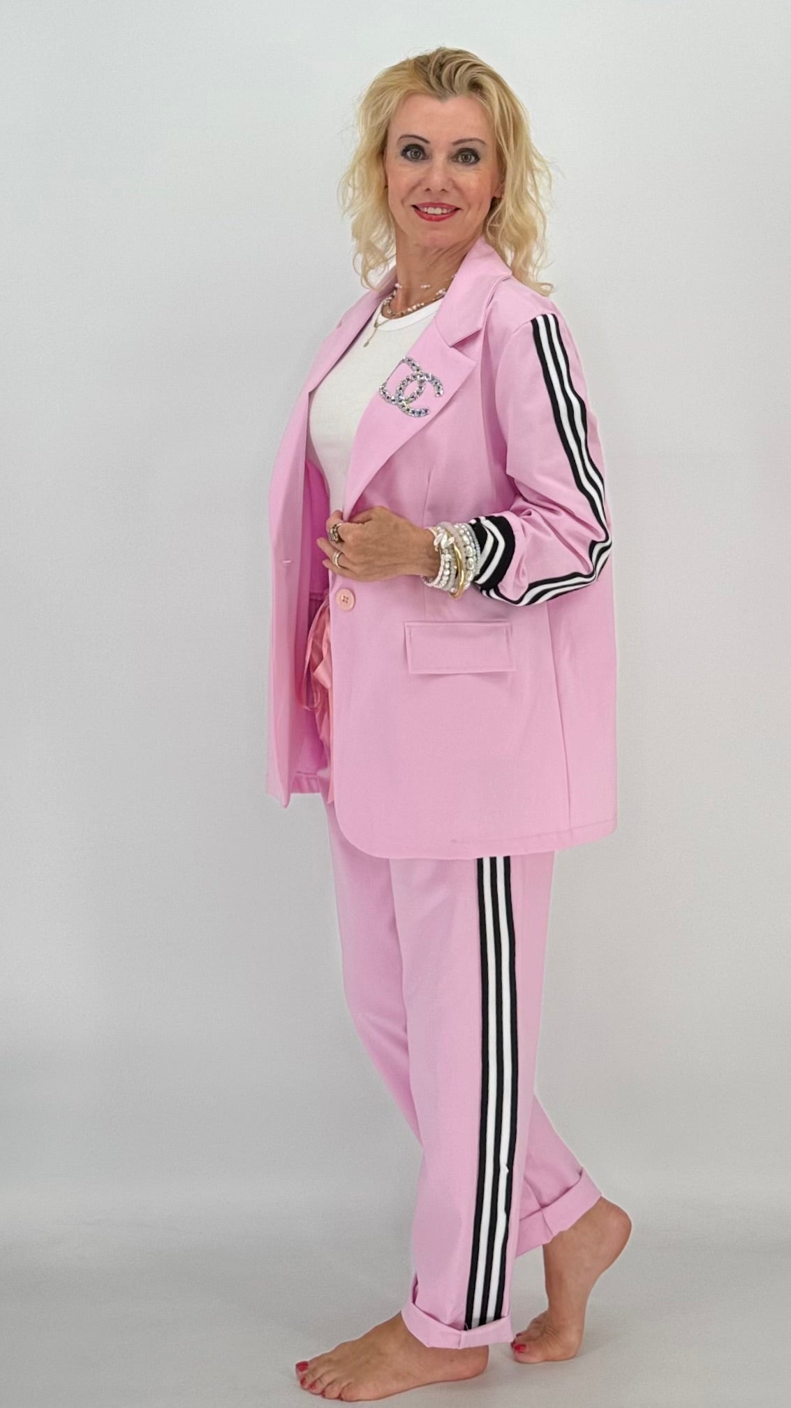 Hose mit Seitenstreifen, rosa