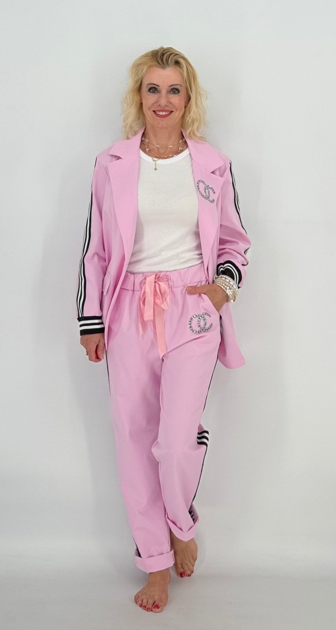 Hose mit Seitenstreifen, rosa