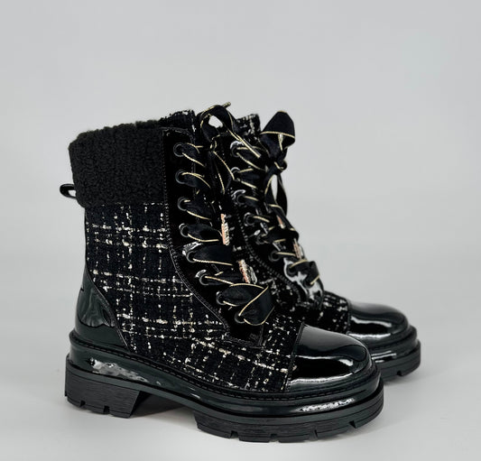 Boots Plateau Sohle mit Textil schwarz A-919