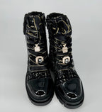 Boots Plateau Sohle mit Textil schwarz A-919