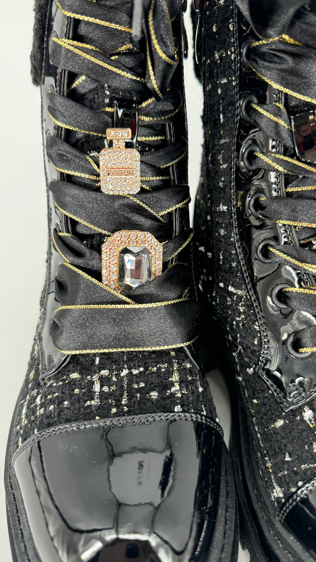 Boots Plateau Sohle mit Textil schwarz A-919