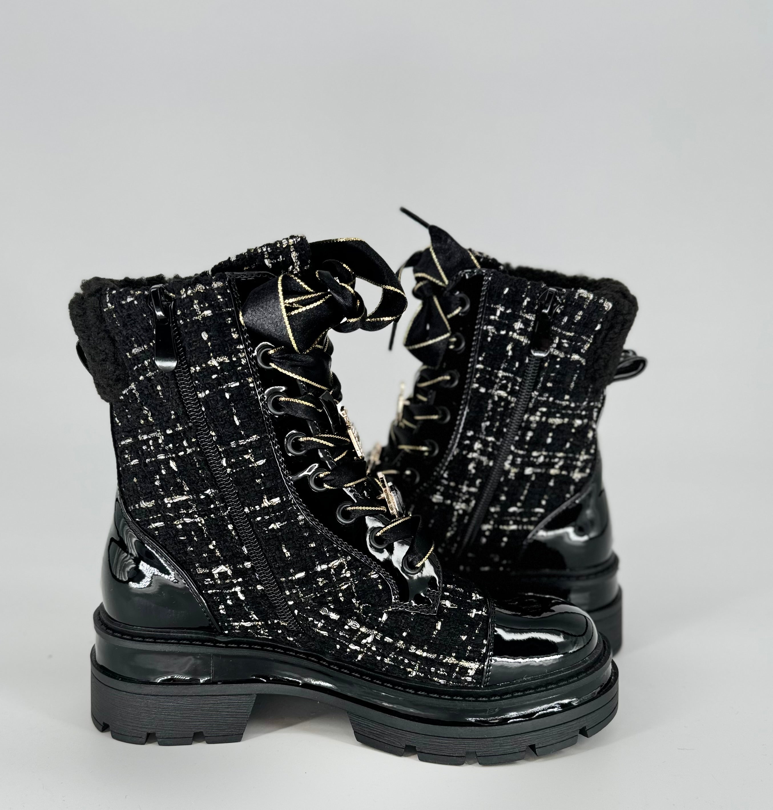 Boots Plateau Sohle mit Textil schwarz A-919