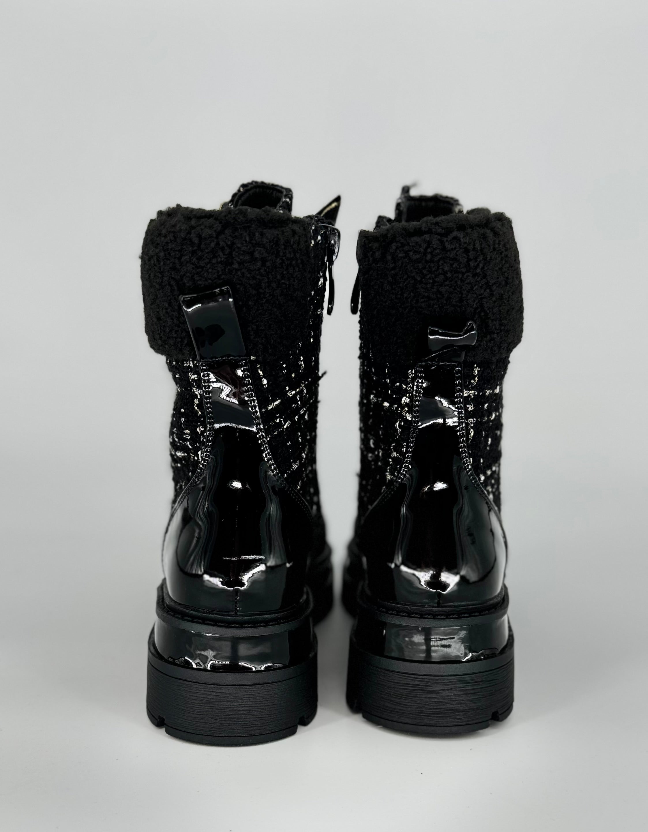 Boots Plateau Sohle mit Textil schwarz A-919