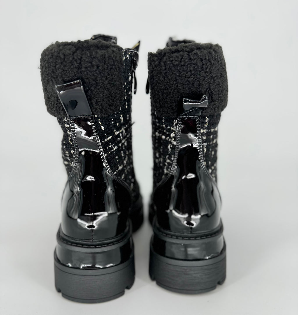 Boots Plateau Sohle mit Textil schwarz A-919