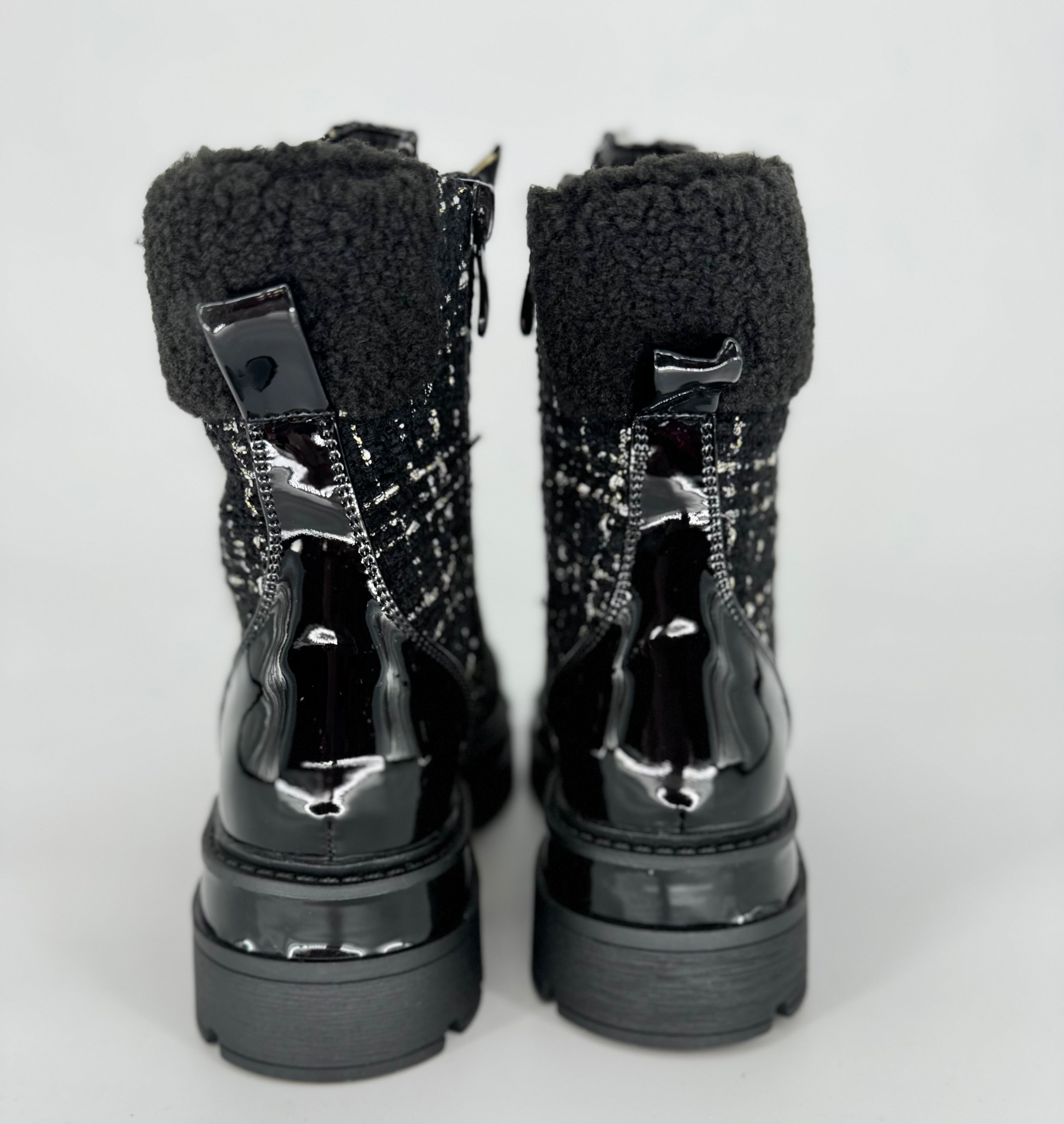 Boots Plateau Sohle mit Textil schwarz A-919