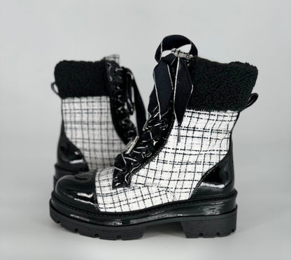 Boots Plateau Sohle mit textil weiß A-919