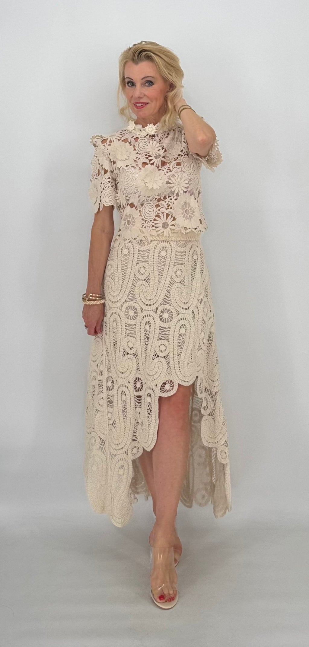 Häkelrock 100% Baumwolle, beige