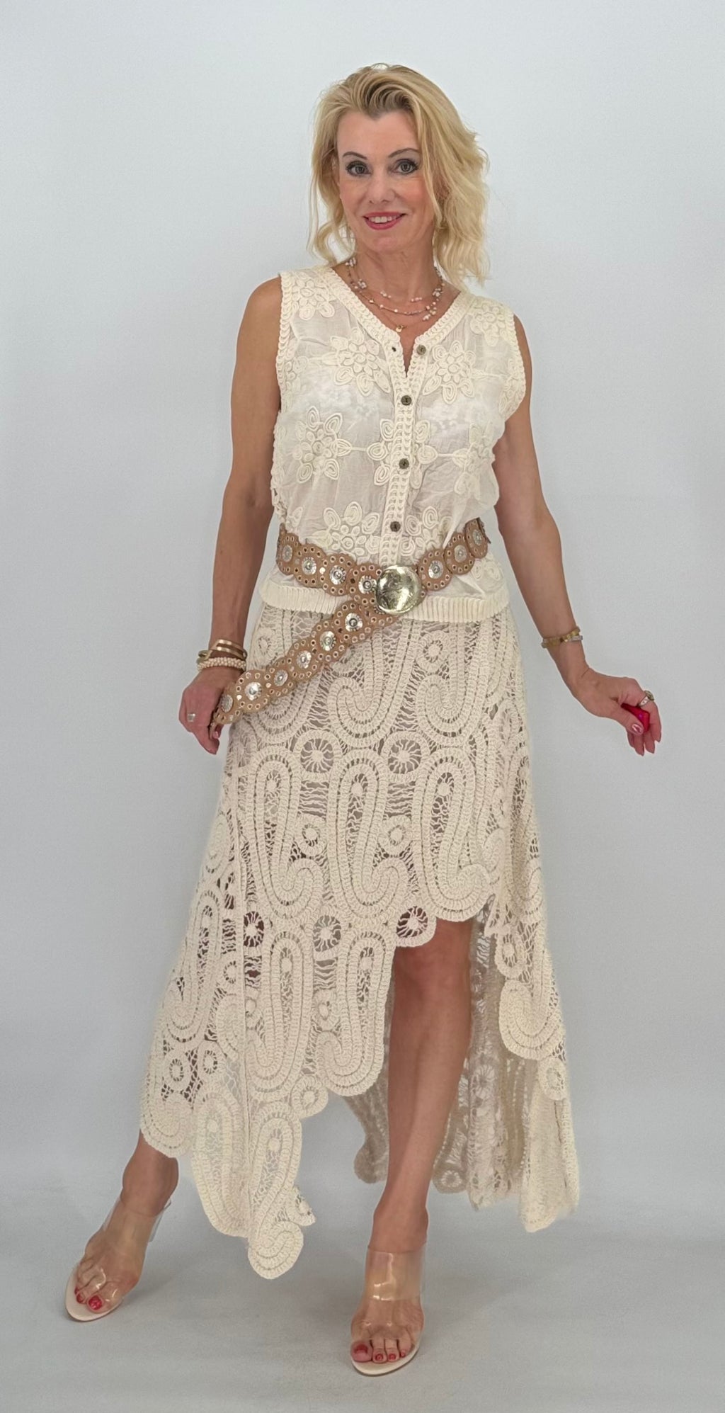 Häkelrock 100% Baumwolle, beige