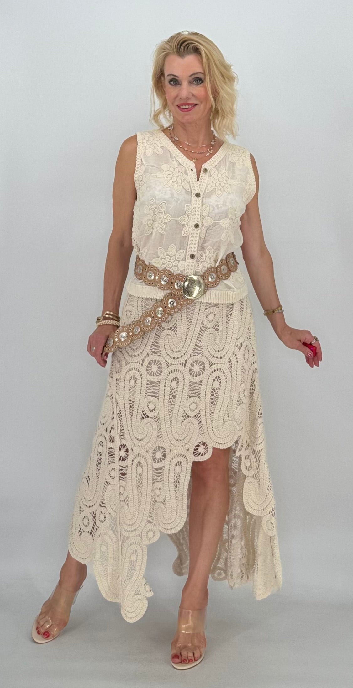 Häkelrock 100% Baumwolle, beige