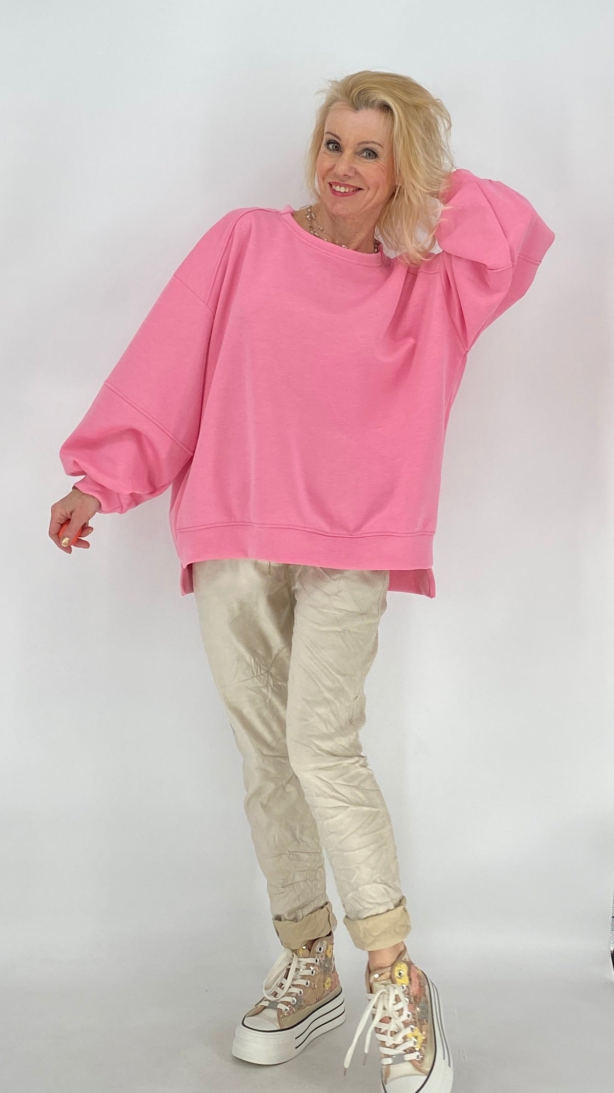 Sweatshirt, rosa, gelb, pink