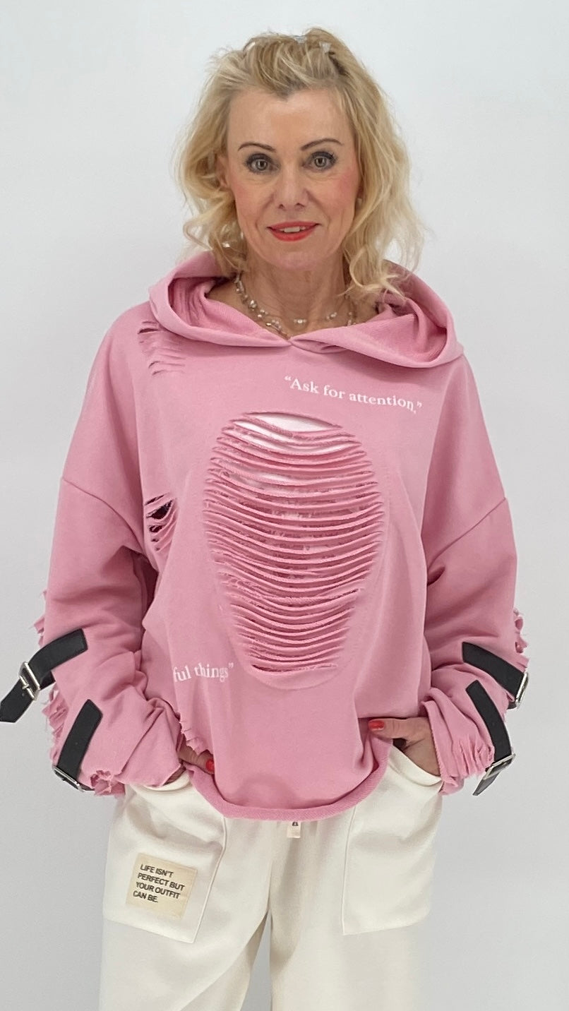 Hoodie "Skull" mit Details, in pink, gelb, rosa