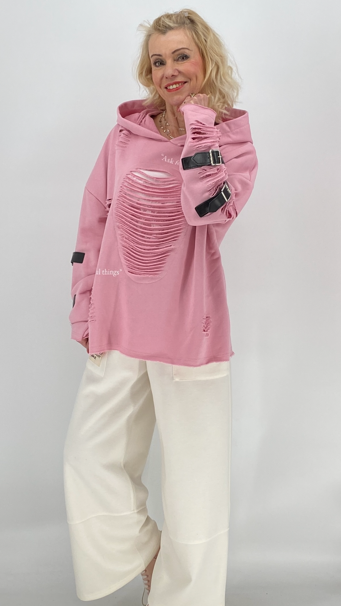 Hoodie "Skull" mit Details, in pink, gelb, rosa