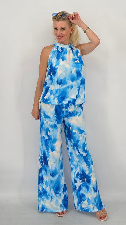 Hose, blau gebatikt
