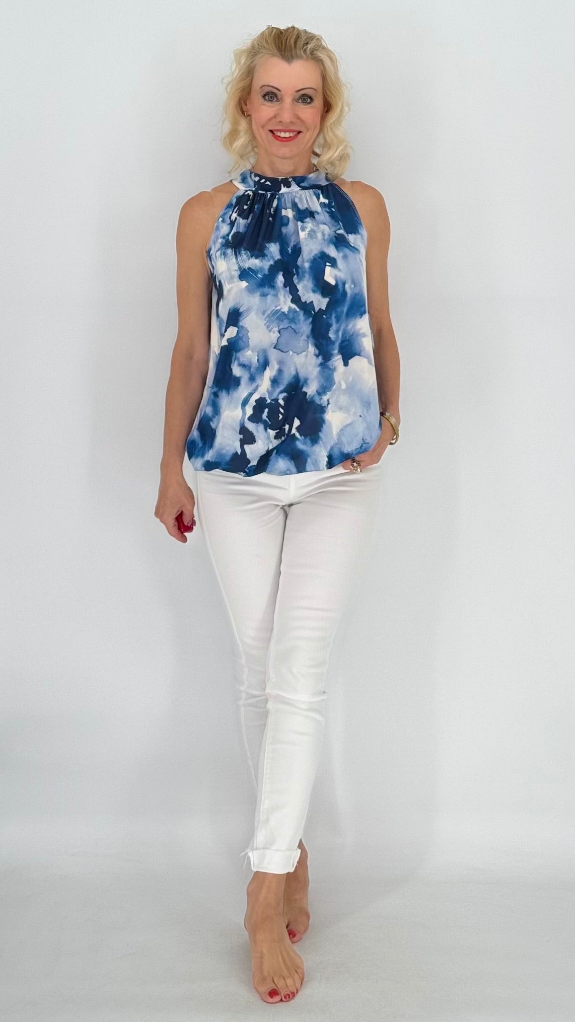 Top, dunkelblau gebatikt