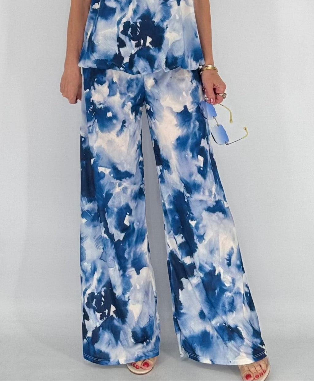 Hose, dunkelblau gebatikt