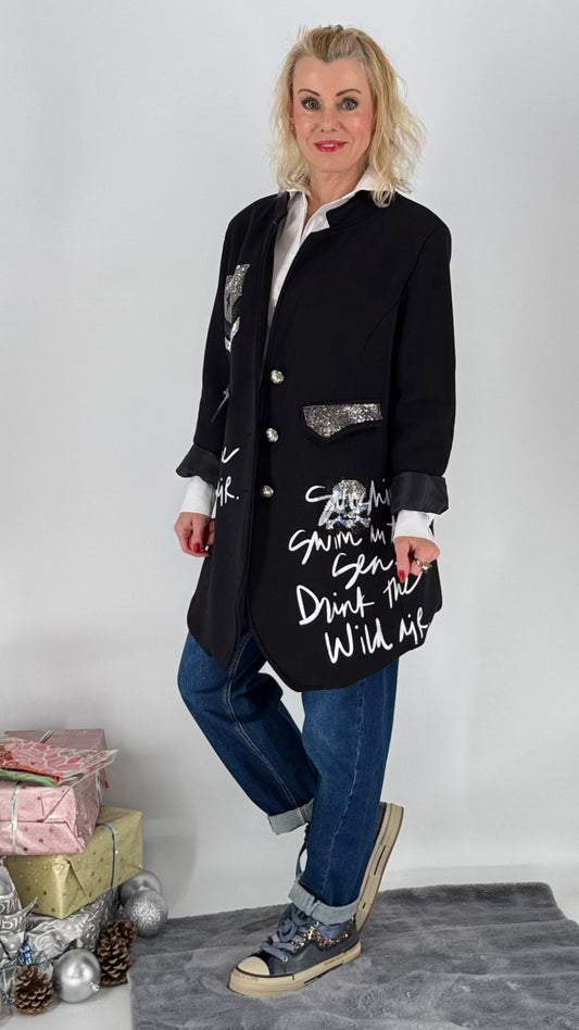 Jacke, "Sunshine", schwarz, beige, creme, rosa