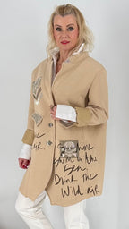 Jacke, "Sunshine", schwarz, beige, creme, rosa
