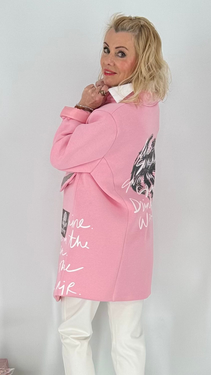 Jacke, "Sunshine", schwarz, beige, creme, rosa