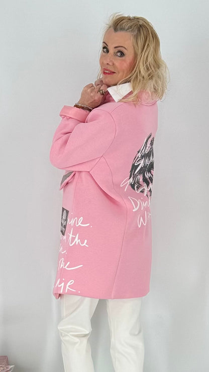 Jacke, "Sunshine", schwarz, beige, creme, rosa