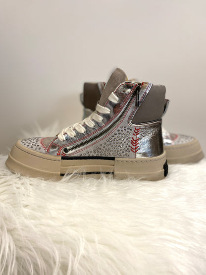 Sneaker Wrinkle mit Strass silver/ice Rebecca White