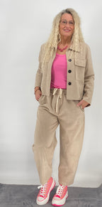 Kurze Jacke Veloursleder-Optik, blau, beige, rosa