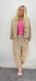 Hose Veloursleder - Optik, beige, blau, rosa - By Elena FashionBy Elena Fashion