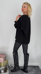 Sweatshirt  "LV Cat", schwarz, weiß