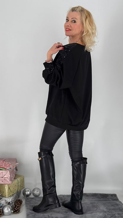 Sweatshirt  "LV Cat", schwarz, weiß