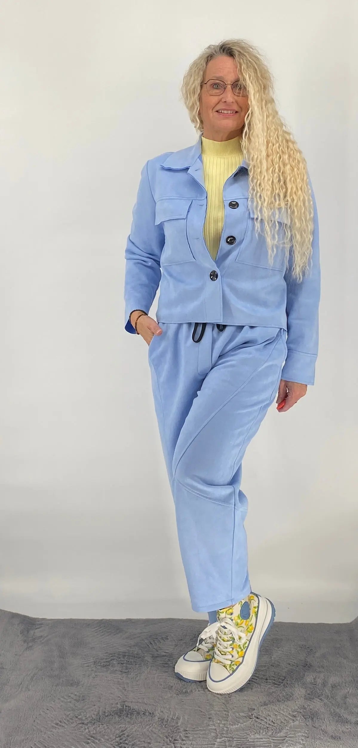 Hose Veloursleder - Optik, beige, blau, rosa - By Elena FashionBy Elena Fashion