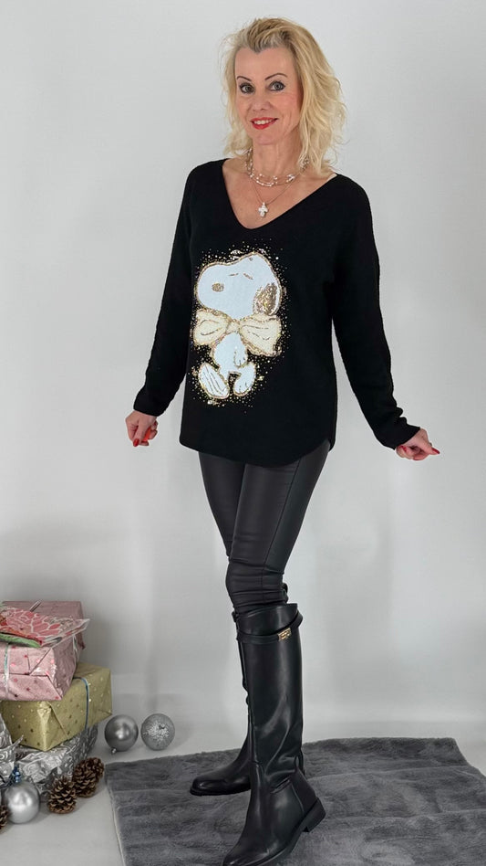 Pullover "Snoopy" in schwarz