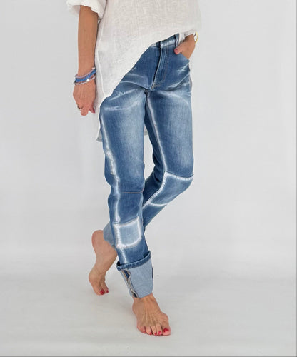 Jeans mit Umschlag, blau