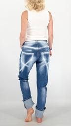 Jeans mit Umschlag, blau