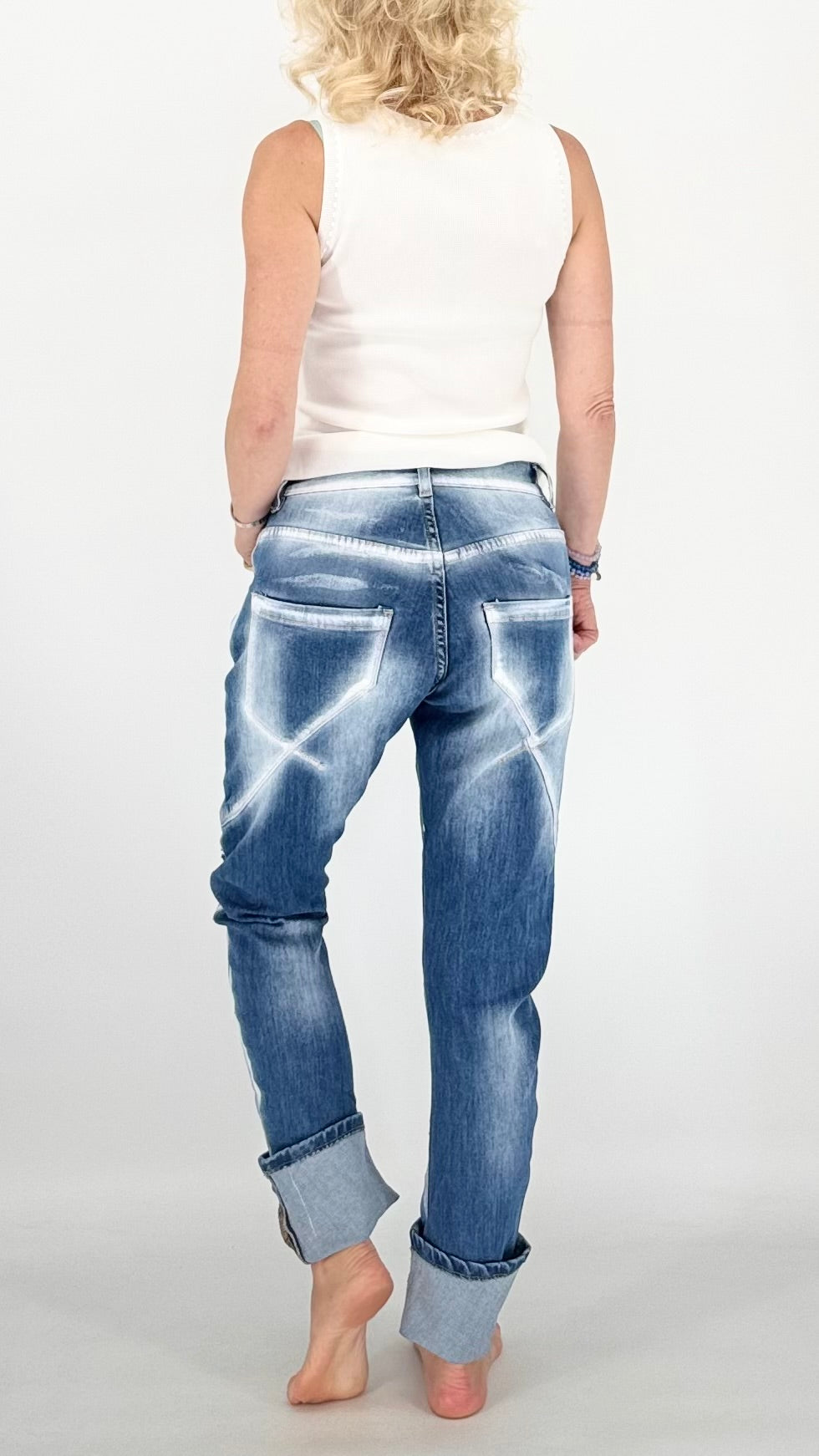 Jeans mit Umschlag, blau