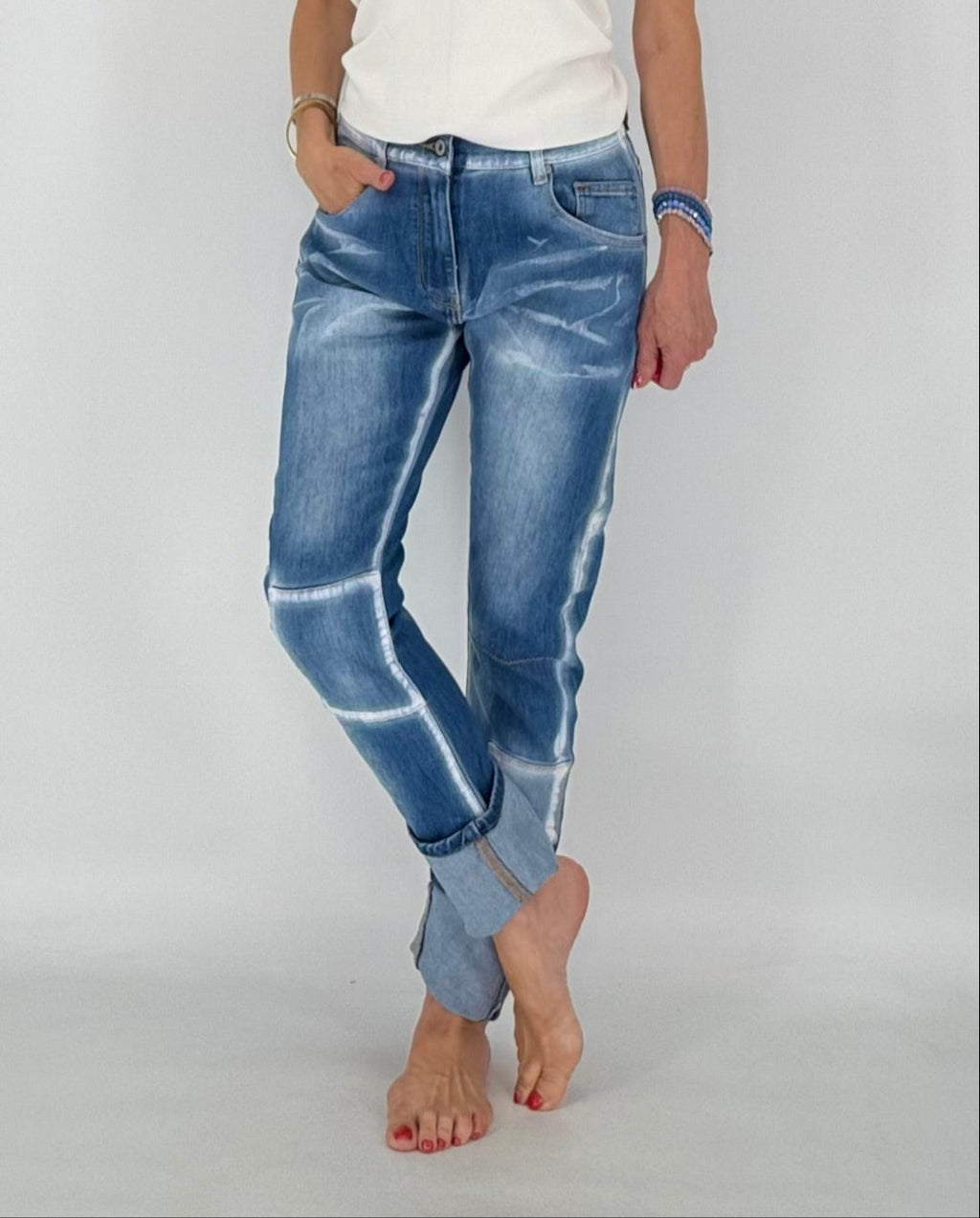 Jeans mit Umschlag, blau