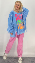 Sweatshirt in blau, weiß