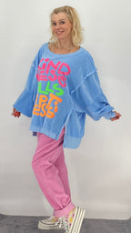 Sweatshirt in blau, weiß