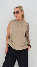 Neckholder Top, in Schwarz, Braun, Taupe