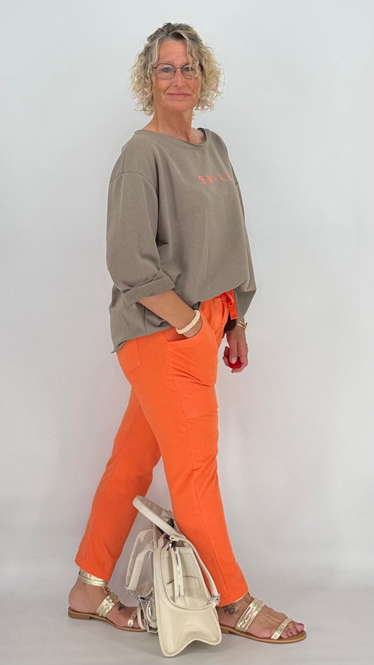 Sweatshirt in khaki, "SMILE"